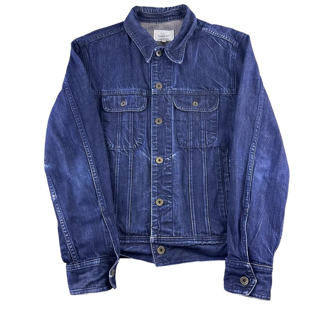 Rag and Bone Jean Trucker Jacket Men's Small Definitive Denim Biker‎ Grunge